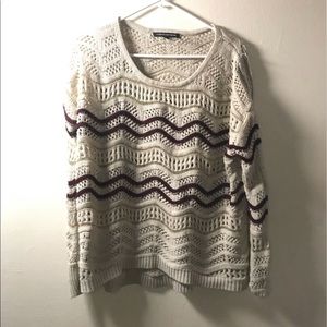 Cable Knit scoop neck with gold and maroon waves